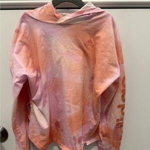 adidas Pink and Orange Tie-Dye Pullover Hoodie